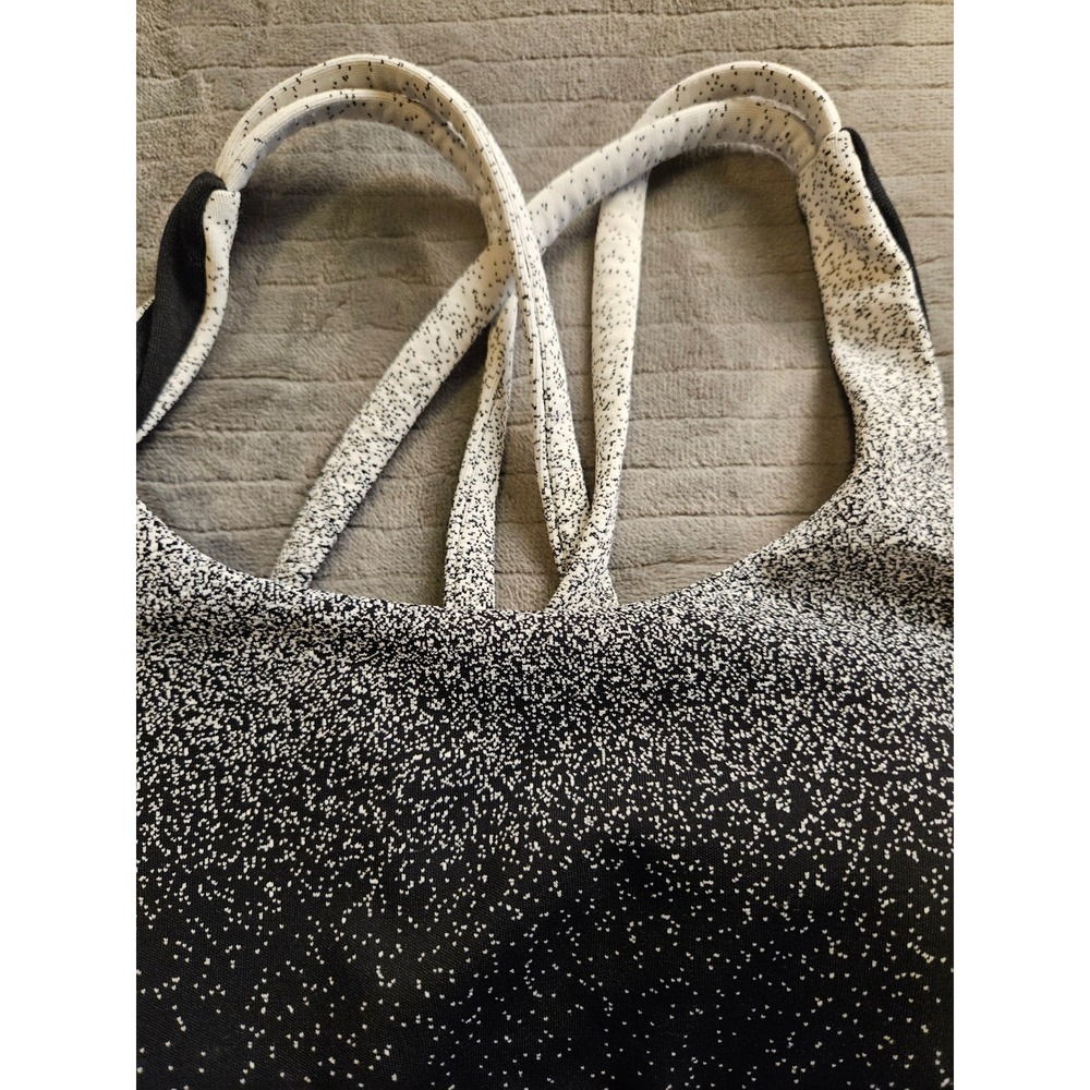 Lululemon Energy Bra Black White Speckled Ombre Strappy Back Sports Bra